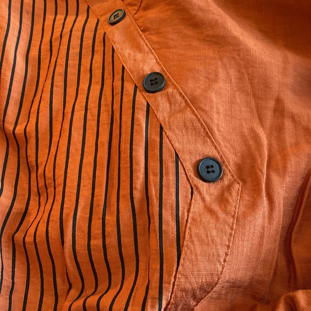 New Romanissa Brown & Black Stripe Short-Sleeve Notch Neck Top size 24-26 - Picture 5 of 11